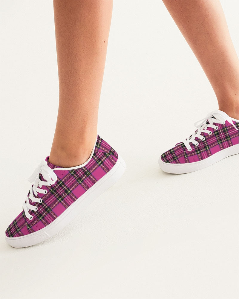 Pink Plaid Women's Faux-Leather Sneaker