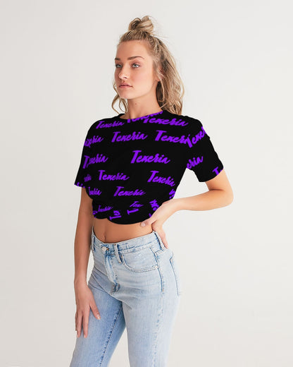 Texeria Monogram purple Women's Twist-Front Cropped Tee