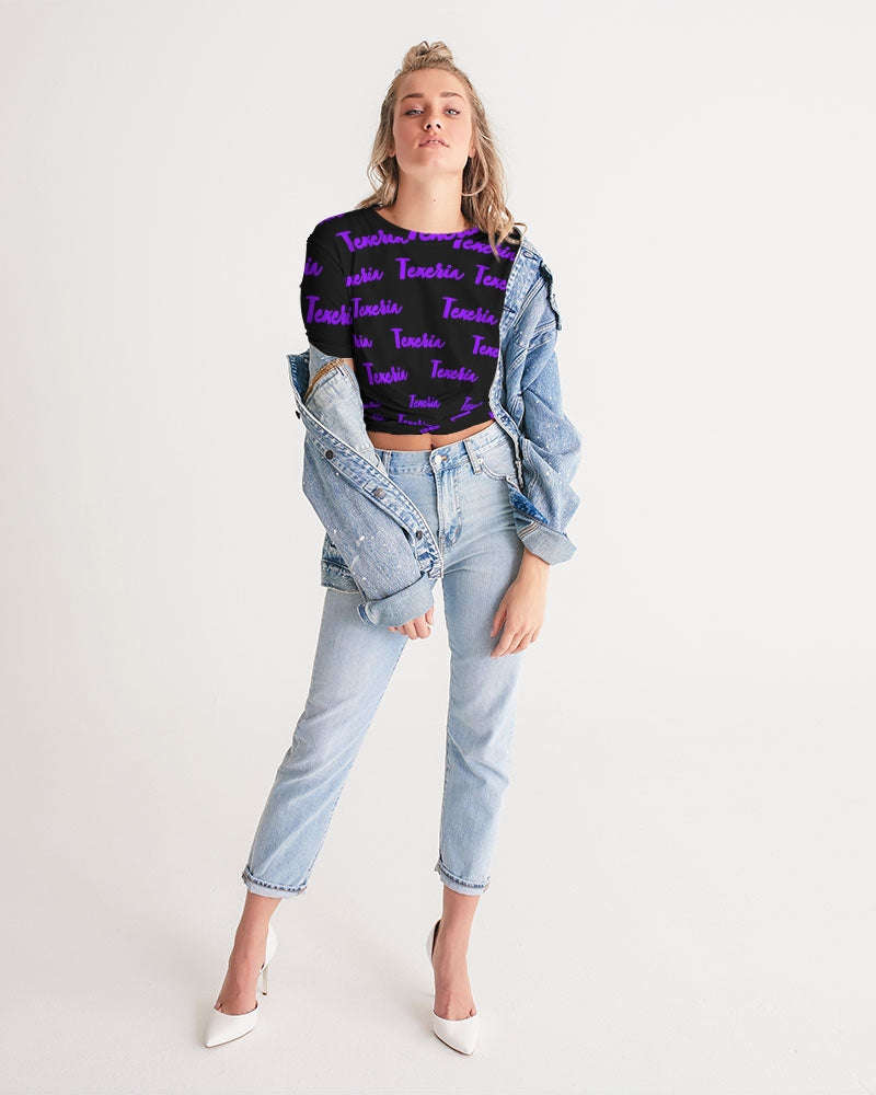 Texeria Monogram purple Women's Twist-Front Cropped Tee