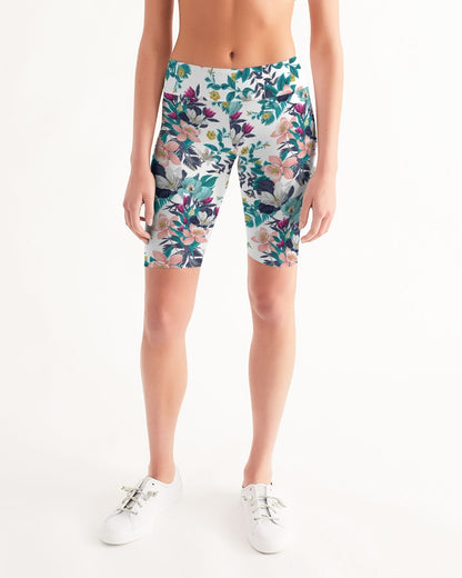 Warm Floral Women's Mid-Rise Bike Shorts