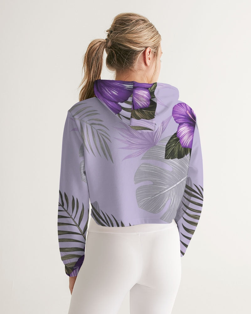 Purple Flower Women's Cropped Hoodie