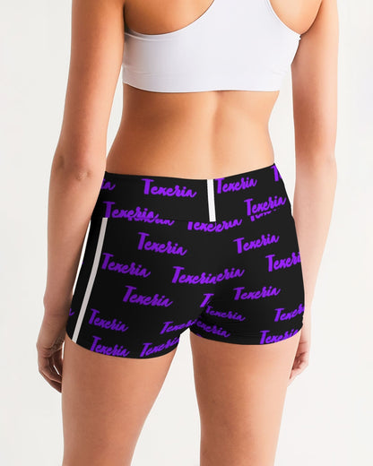 Texeria Monogram purple Women's Mid-Rise Yoga Shorts