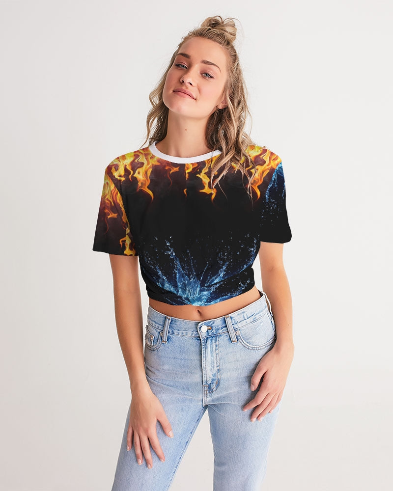 Water fire Women's Twist-Front Cropped Tee