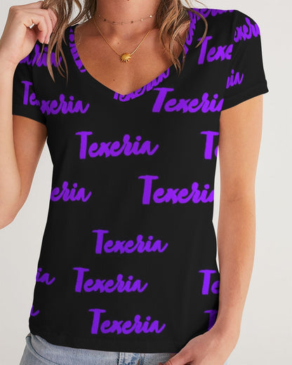 Texeria Monogram purple Women's V-Neck Tee