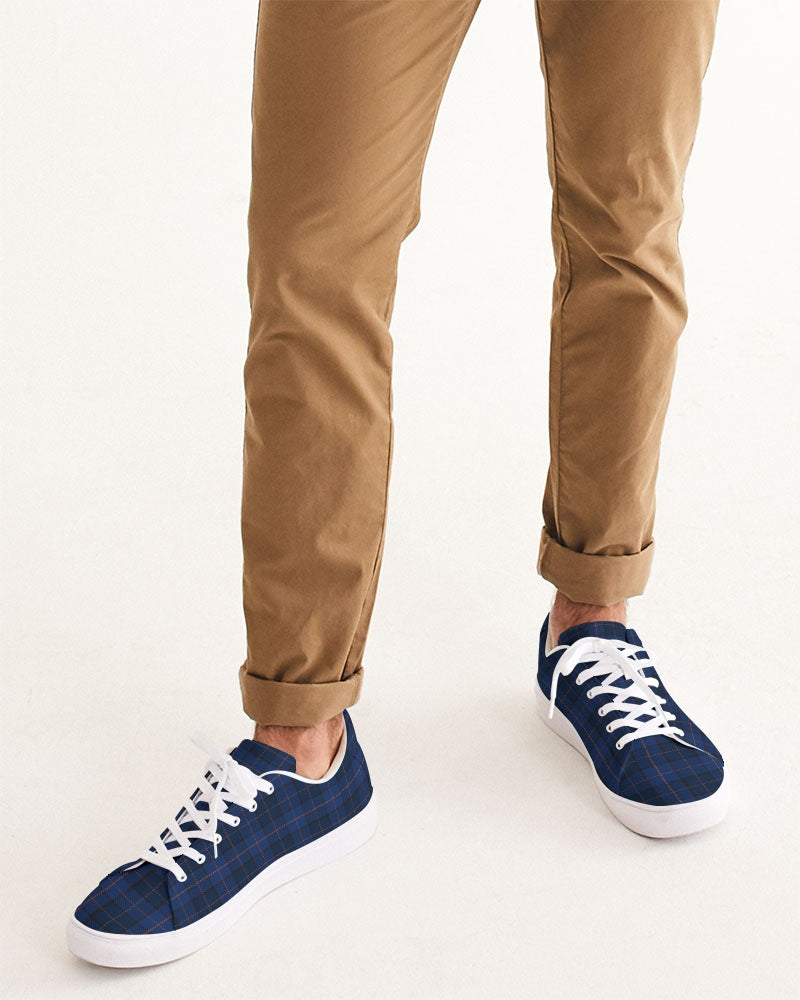 Blue Plaid Men's Faux-Leather Sneaker