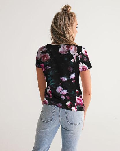 Dark Floral Women's V-Neck Tee