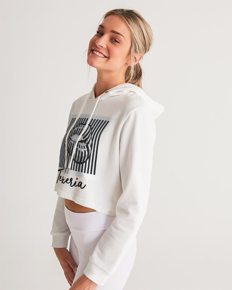 Pin Stripe Lips Women's Cropped Hoodie