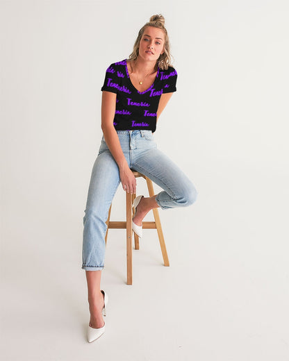Texeria Monogram purple Women's V-Neck Tee