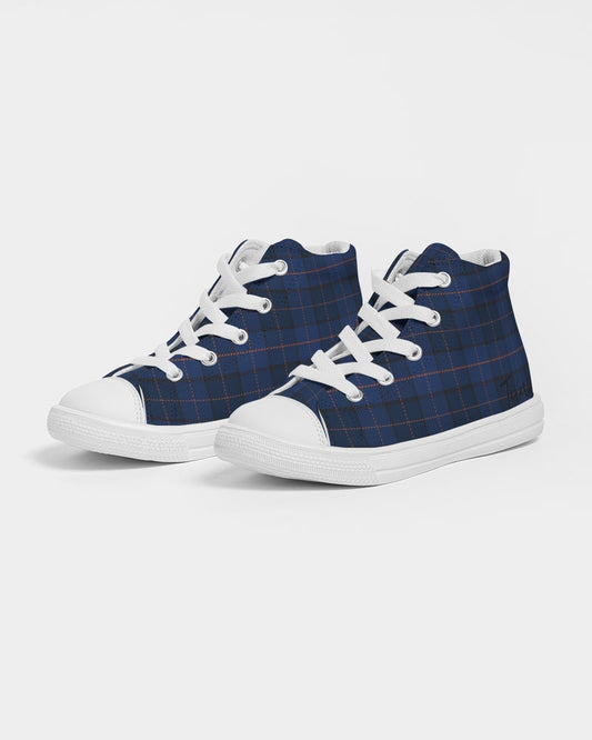 Blue Plaid Kids Hightop Canvas Shoe