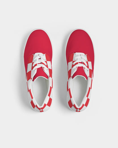 checkered Women's Lace Up Canvas Shoe