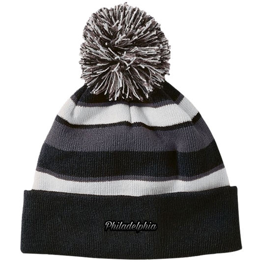 Ombre Philadelphia Siped Beanie with Pom