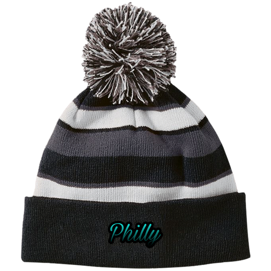 Philly Striped Beanie with Pom