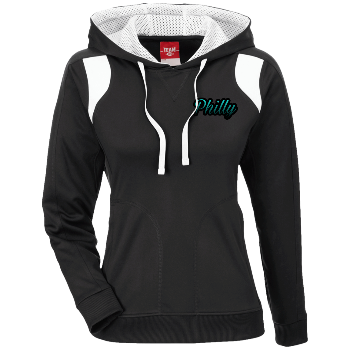 Teal Philly Ladies' Colorblock Poly Hoodie