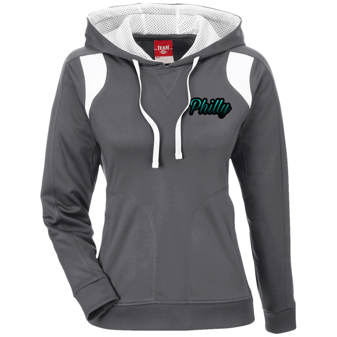 Teal Philly Ladies' Colorblock Poly Hoodie