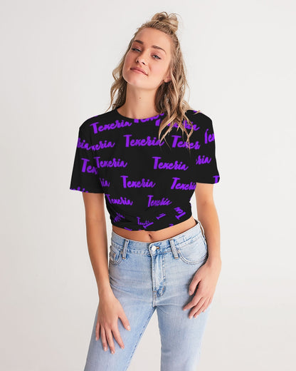 Texeria Monogram purple Women's Twist-Front Cropped Tee