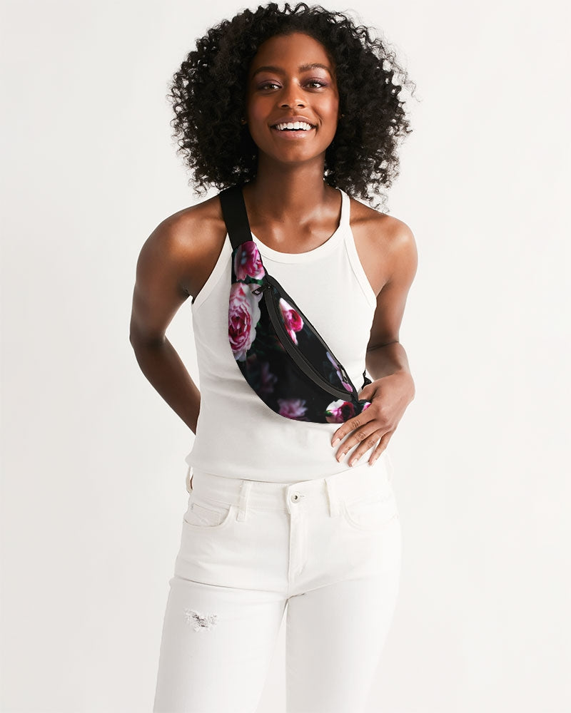 Dark Floral Crossbody Sling Bag