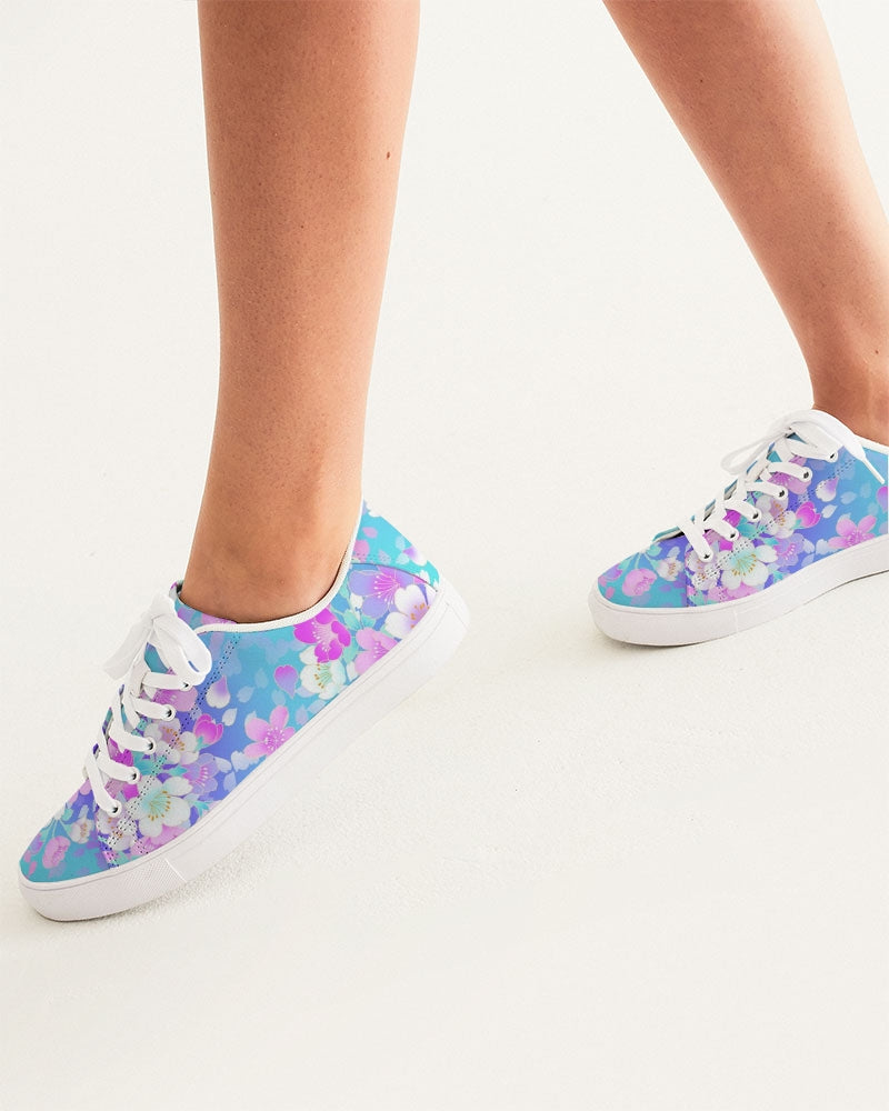 Floral Pinks Women's Faux-Leather Sneaker