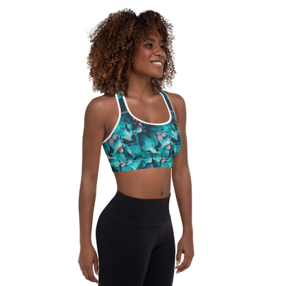 Teal Floral Sports Bra