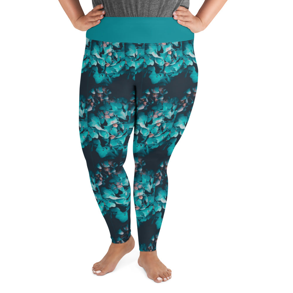 Teal Floral 2 Plus Size Leggings