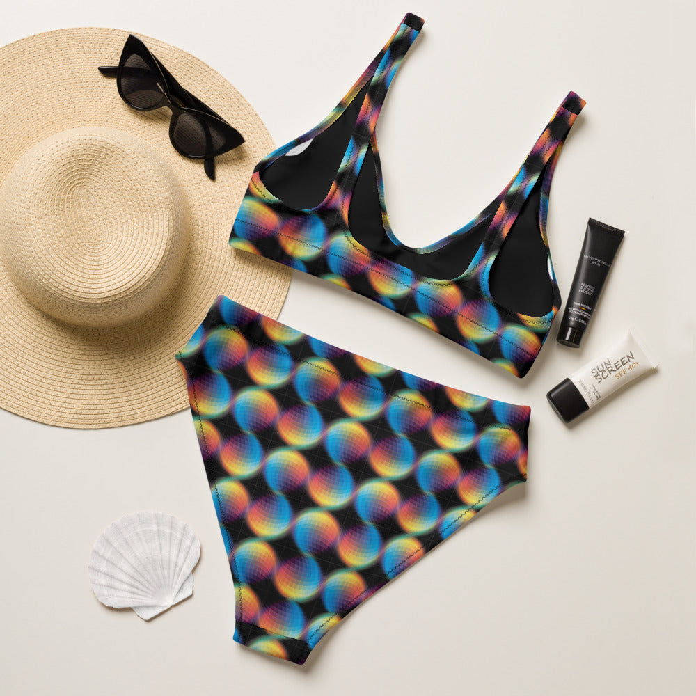 Psychedelic high-waisted bikini