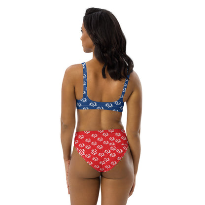 Poly Love Blue and Red high-waisted bikini