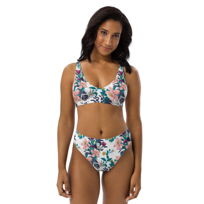 Warm Floral high-waisted bikini