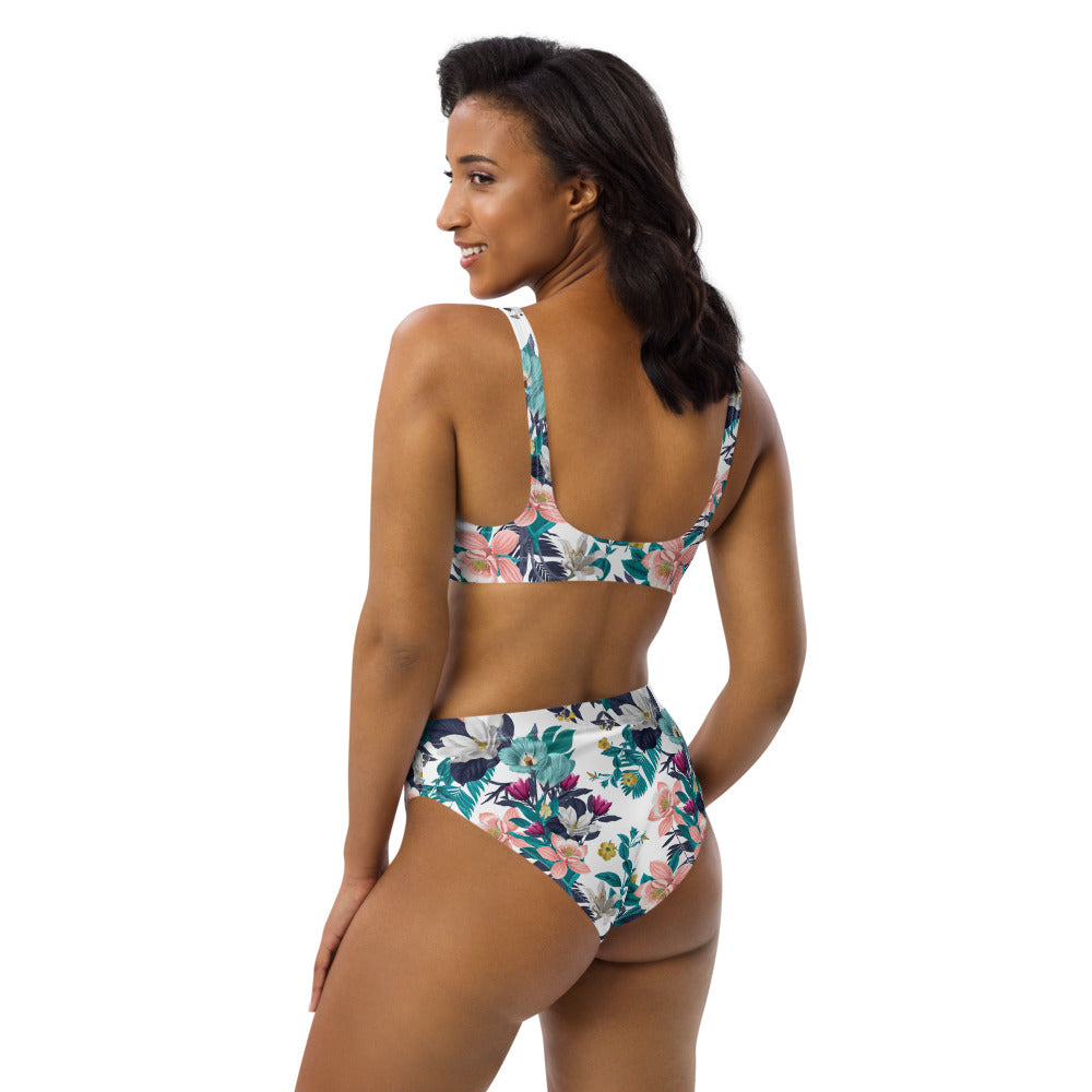 Warm Floral high-waisted bikini