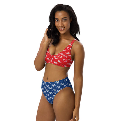 Poly Love Red and Blue high-waisted bikini
