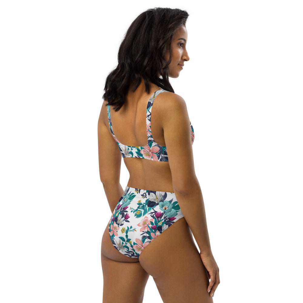 Warm Floral high-waisted bikini