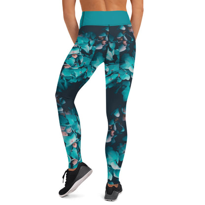Teal Floral Leggings without pockets