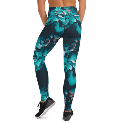 Teal Floral 2 Leggings with pockets