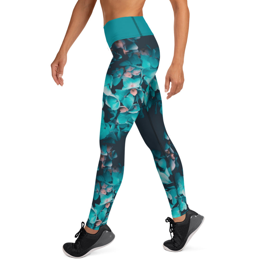Teal Floral Leggings without pockets