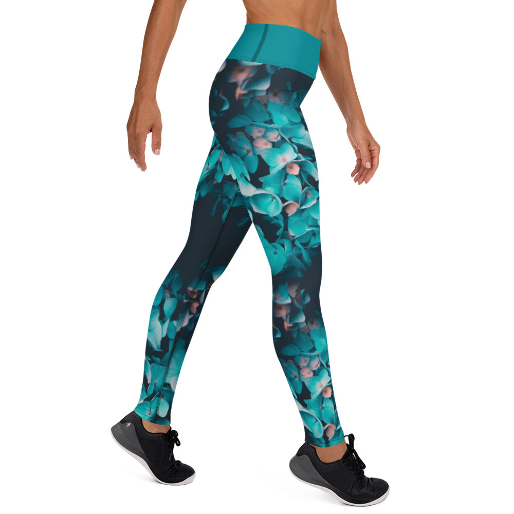 Teal Floral Leggings without pockets
