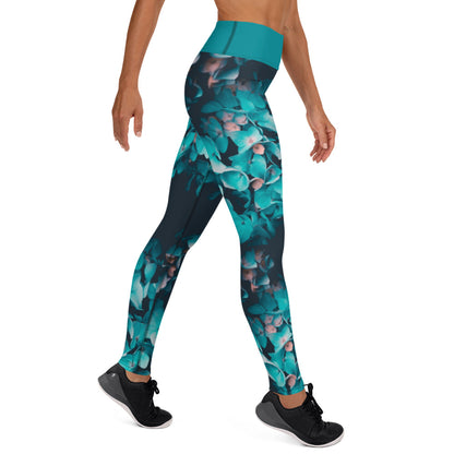 Teal Floral Leggings without pockets