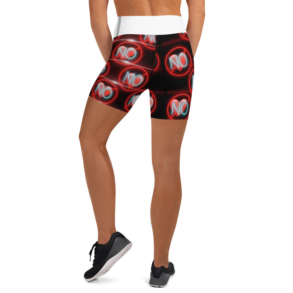 No Love 3 white Yoga Shorts with pockets
