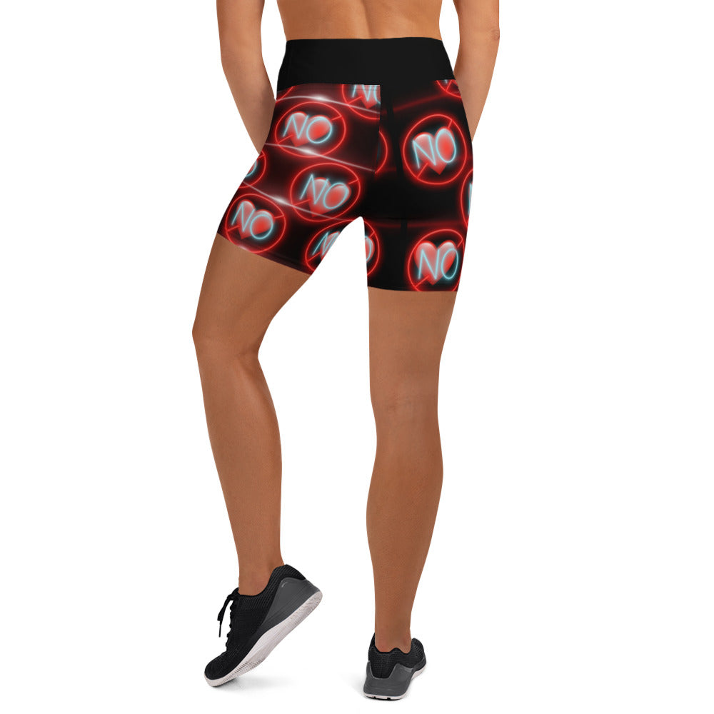 No Love 3 black Yoga Shorts without pockets