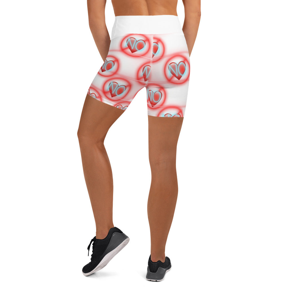 No Love 2 white Yoga Shorts without pockets