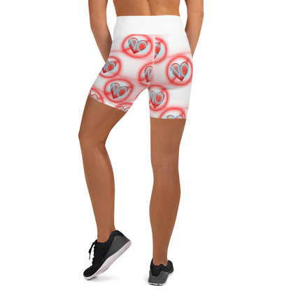 No Love 2 white Yoga Shorts without pockets
