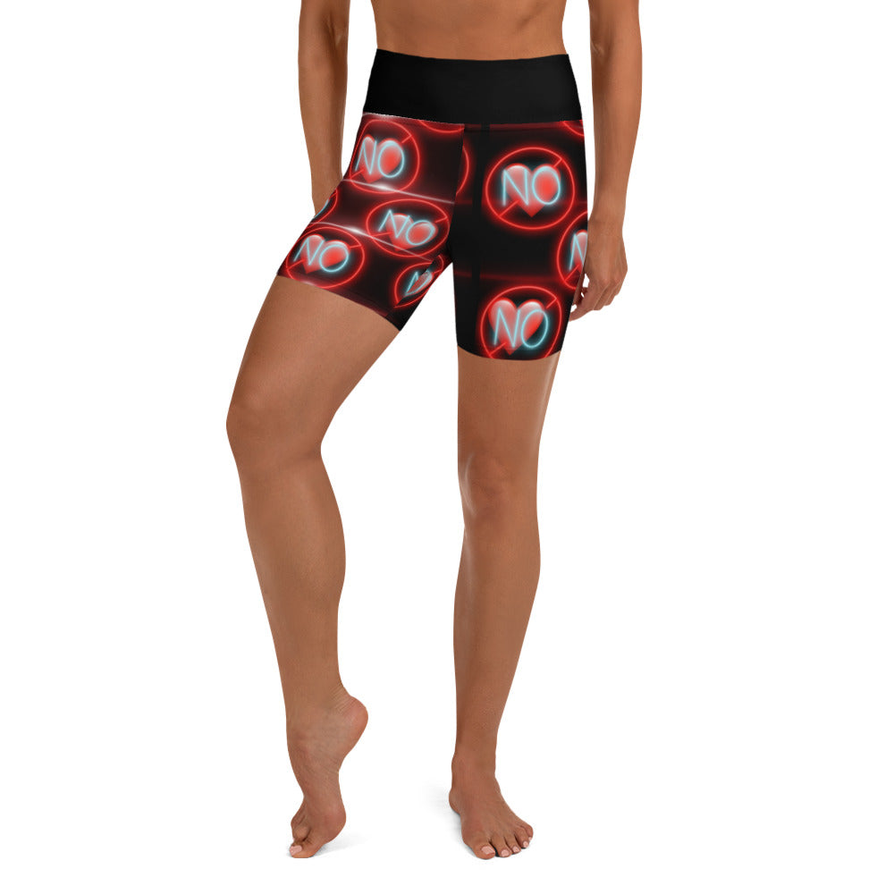 No Love 3 black Yoga Shorts with pockets