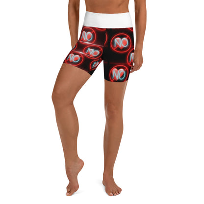 No Love 3 white Yoga Shorts without pockets