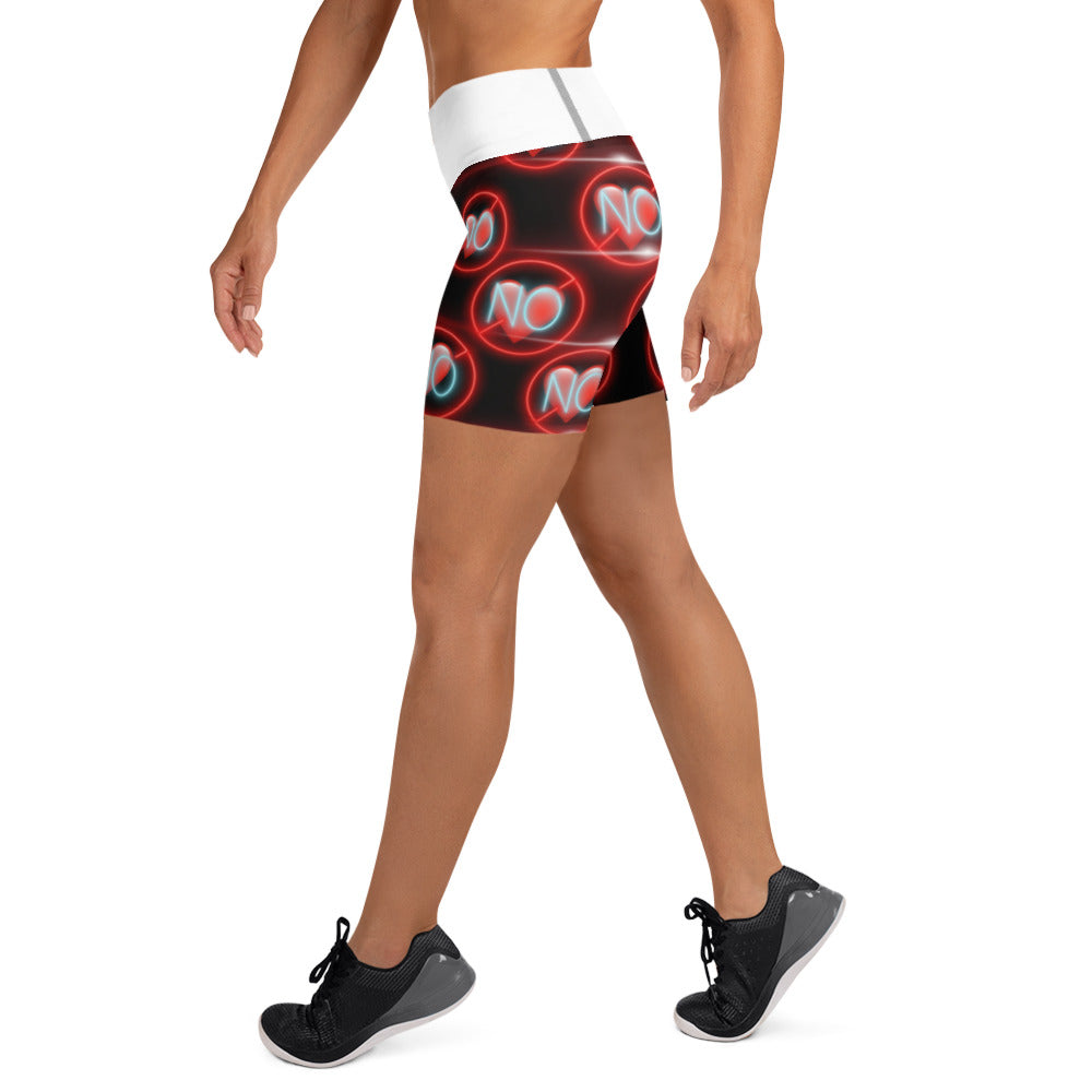 No Love 3 white Yoga Shorts with pockets