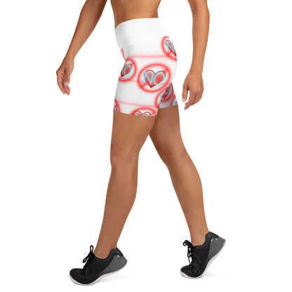 No Love 2 white Yoga Shorts without pockets