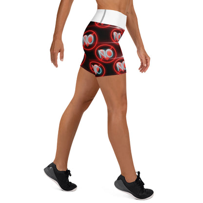 No Love 3 white Yoga Shorts with pockets