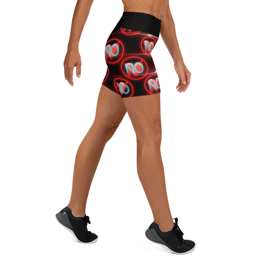 No Love 3 black Yoga Shorts without pockets