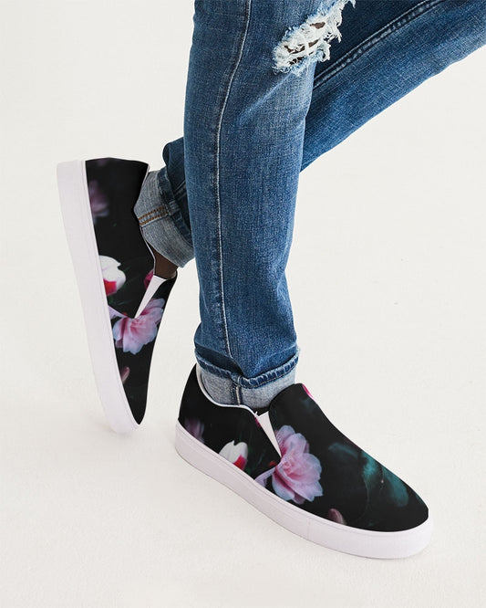 Dark Floral Men's Slip-On Canvas Shoe
