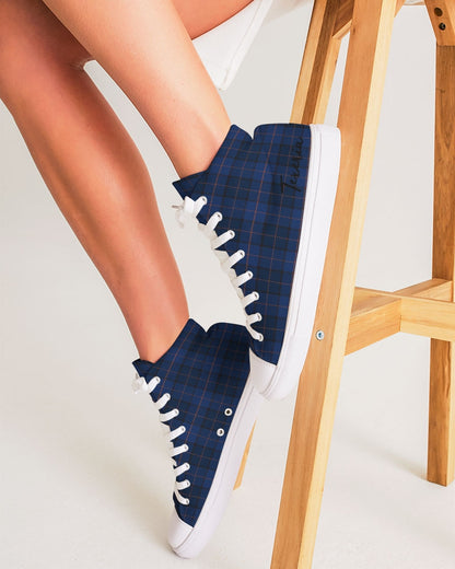 Blue Plaid Women's Hightop Canvas Shoe