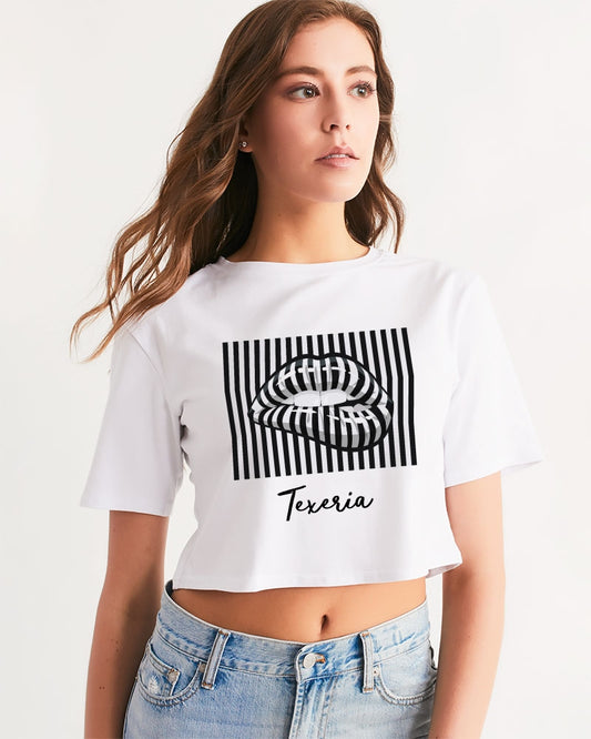 Pin Stripe Lips Women's Cropped Tee