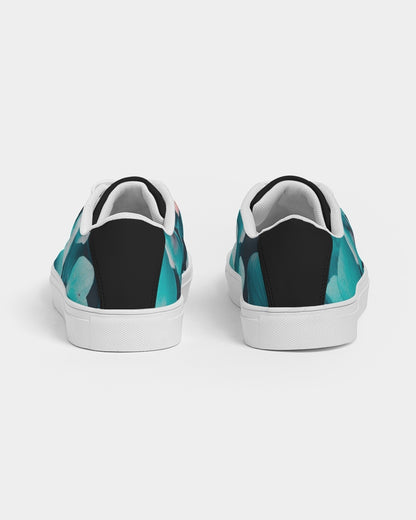 Teal Floral Women's Faux-Leather Sneaker
