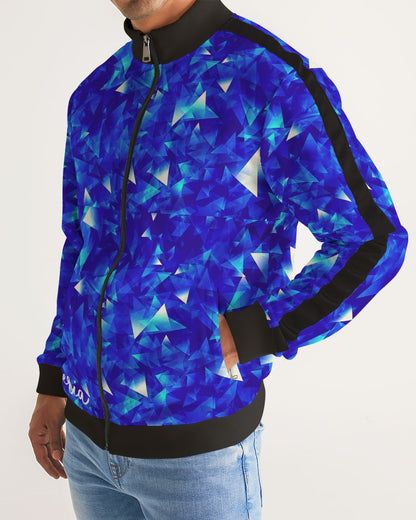 Crystal Blue Men's Stripe-Sleeve Track Jacket