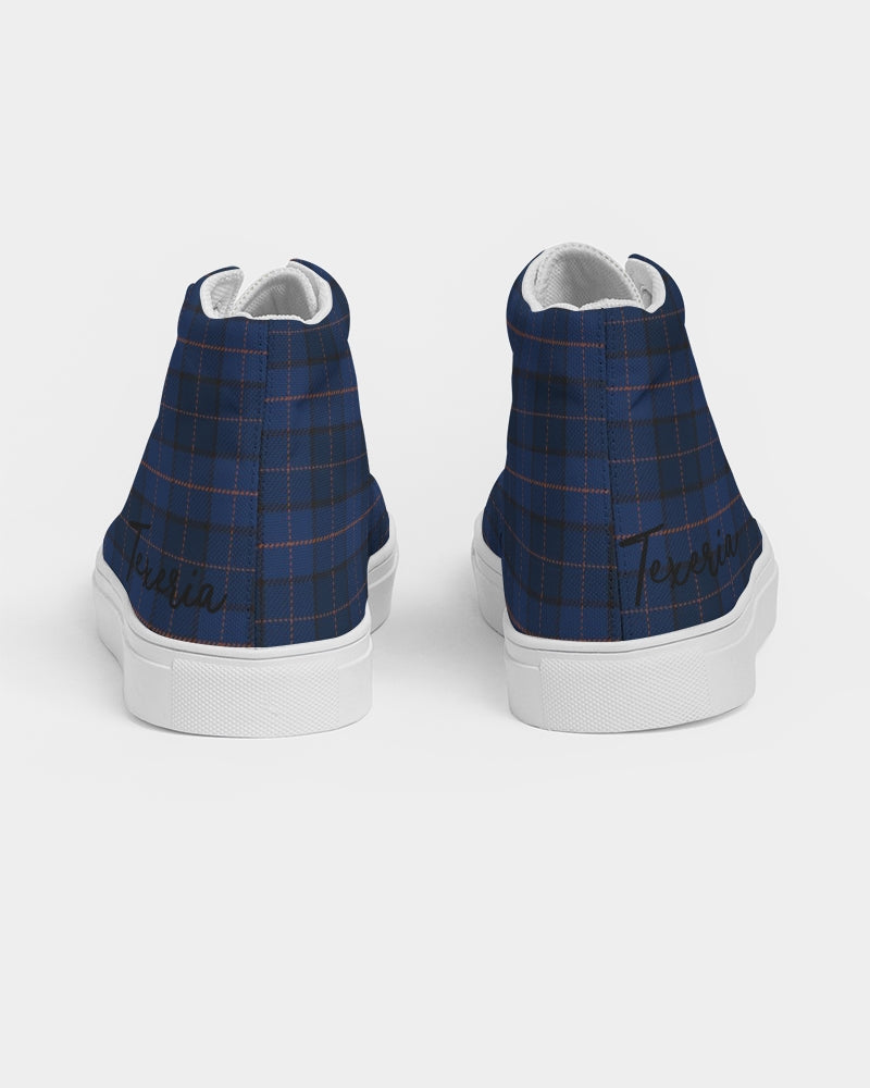 Blue Plaid Women's Hightop Canvas Shoe